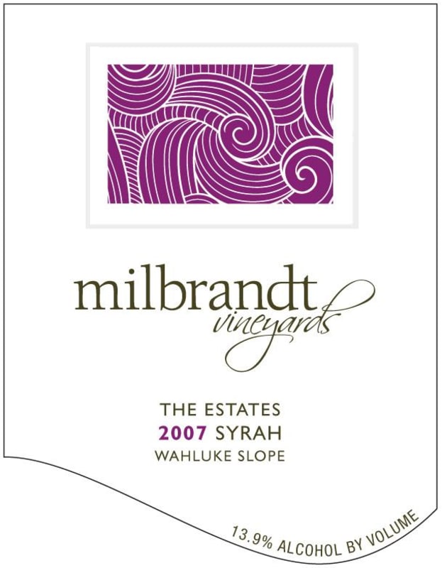 Milbrandt The Estates Syrah 2007 Front Label