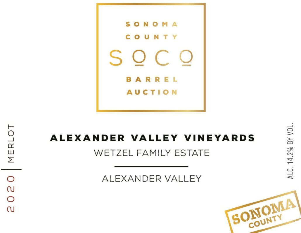 Alexander Valley Vineyards Merlot Comeback (Sonoma Barrel Auction) 2020 Front Label