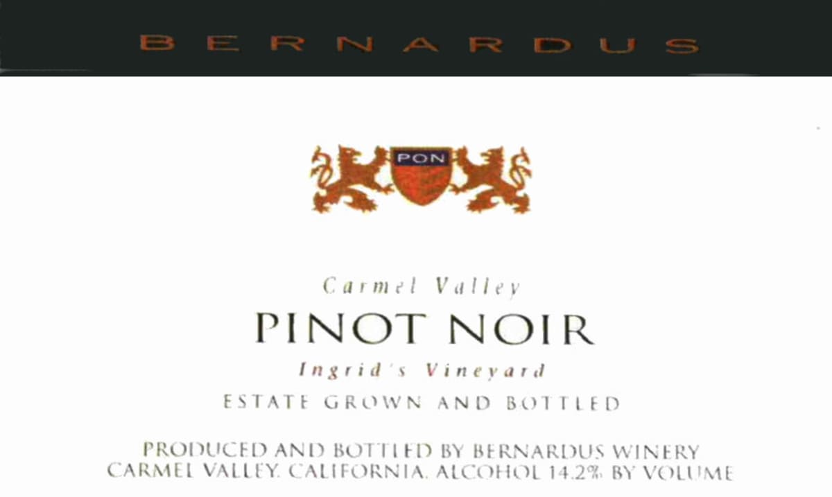 Bernardus Ingrid's Vineyard Pinot Noir 2014 Front Label