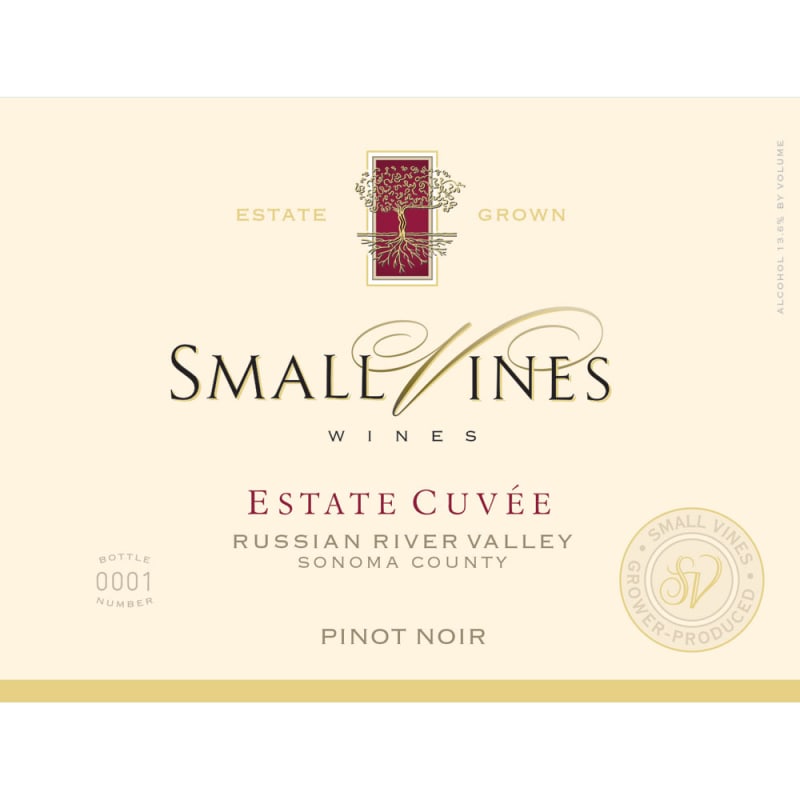 Small Vines Estate Cuvee Pinot Noir 2015 Front Label