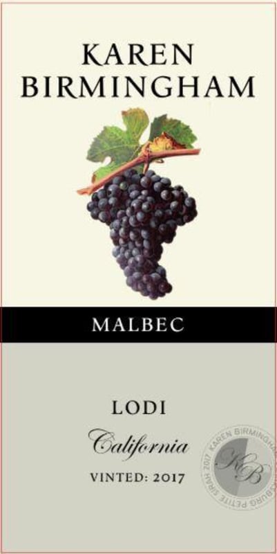 Karen Birmingham Malbec 2017 Front Label