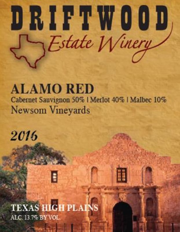 Driftwood Estate Winery Alamo Red 2016 Front Label
