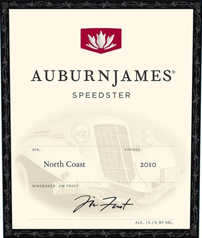 AuburnJames Winery Speedster 2010 Front Label