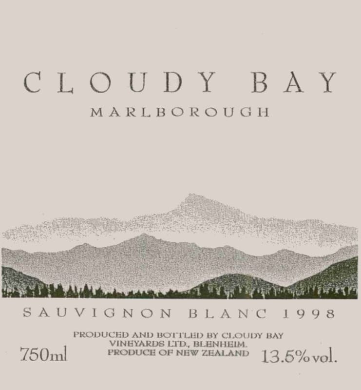 Cloudy Bay Sauvignon Blanc 1998 Front Label