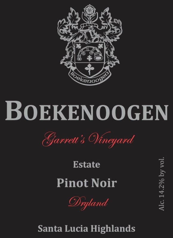 Boekenoogen Garrett's Vineyard Dryland Pinot Noir 2016 Front Label
