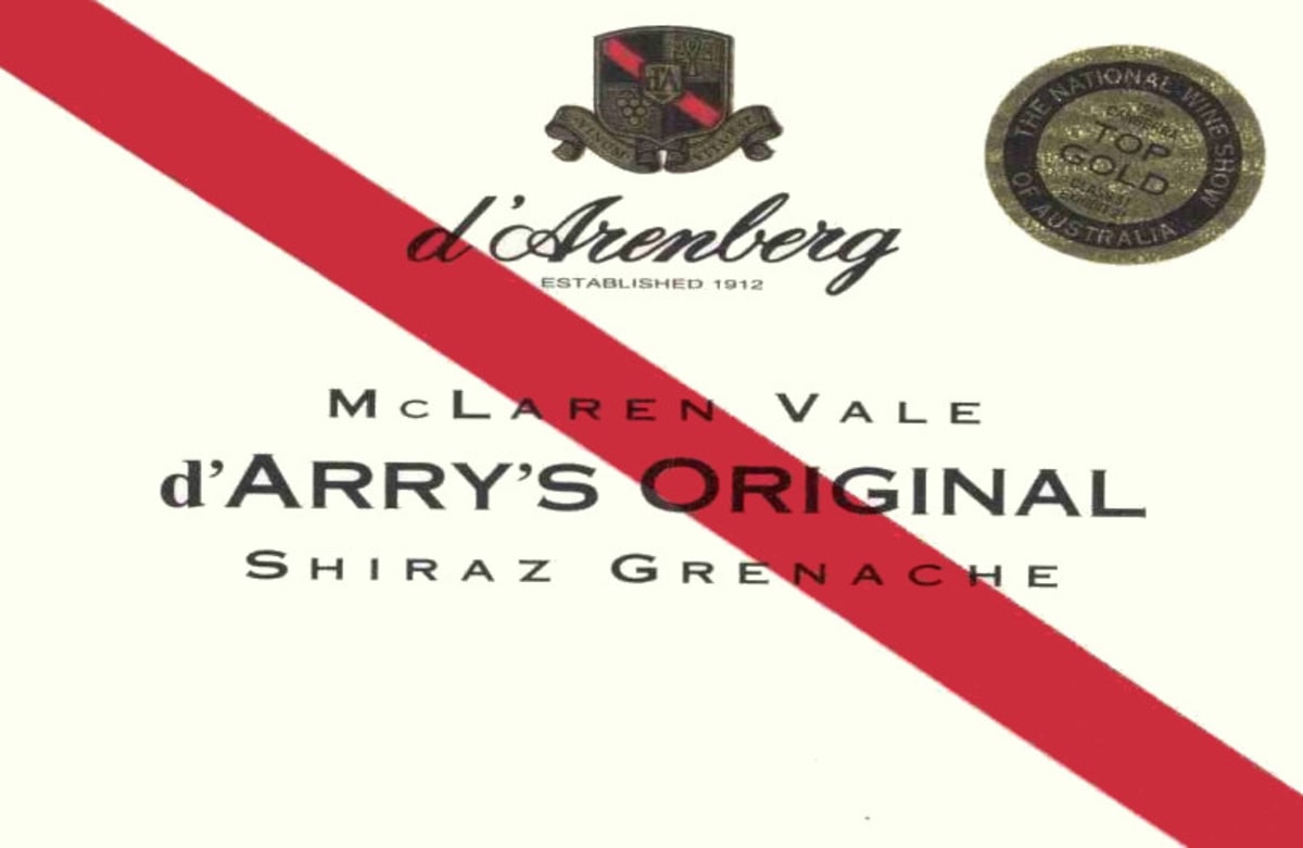 d'Arenberg d'Arry's Original Shiraz-Grenache 1999 Front Label