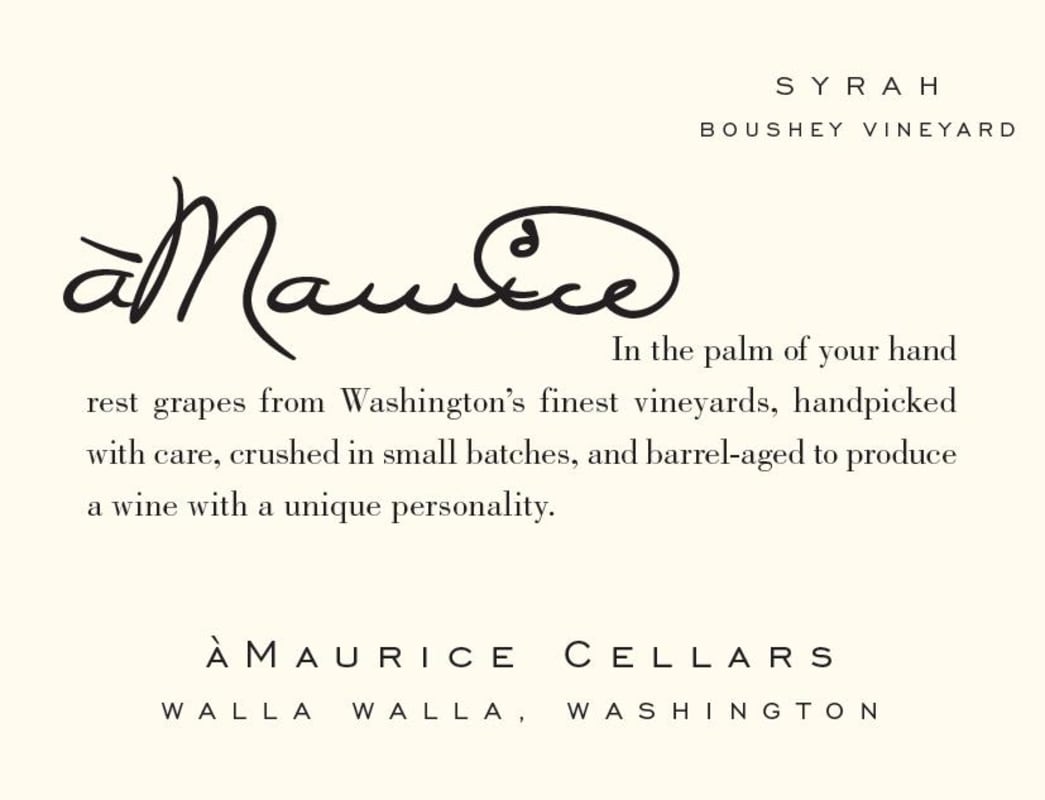 aMaurice Boushey Vineyard Syrah 2006 Front Label