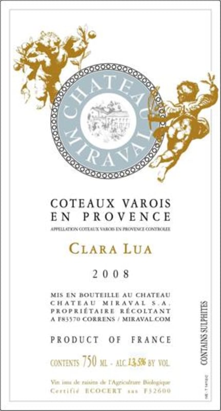 Miraval Coteaux Varois Clara Lua Blanc 2008 Front Label
