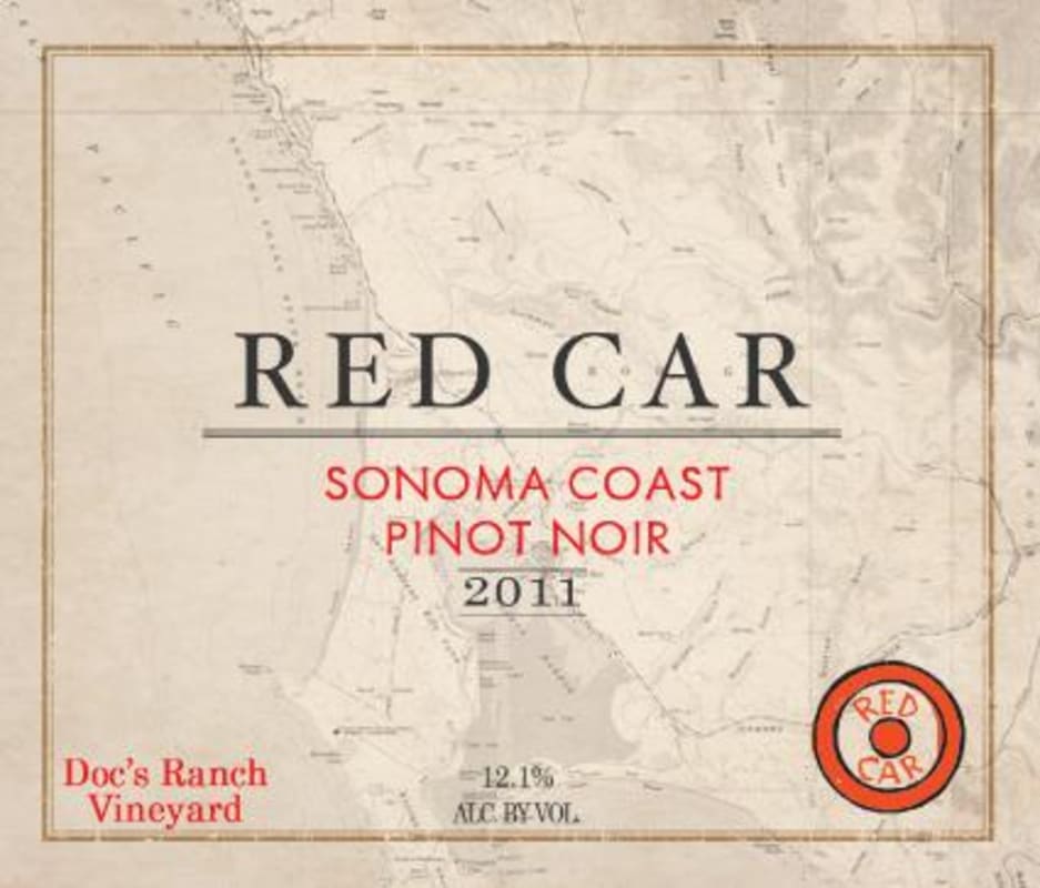 Red Car Doc's Ranch Vineyard Pinot Noir 2011 Front Label