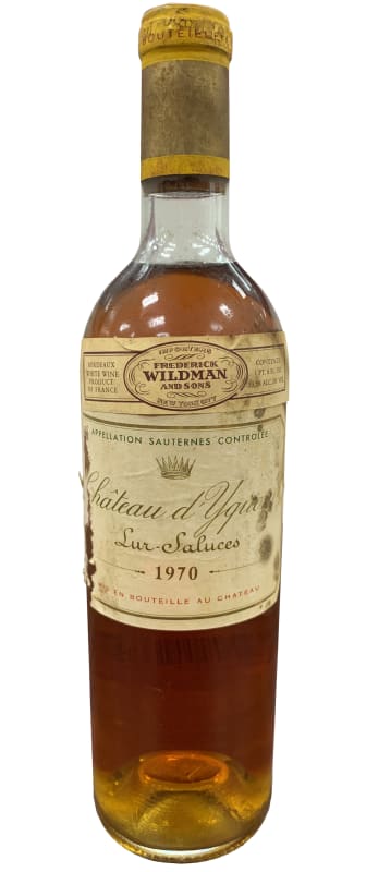 Chateau d'Yquem Sauternes (torn label) 1970 Front Bottle Shot