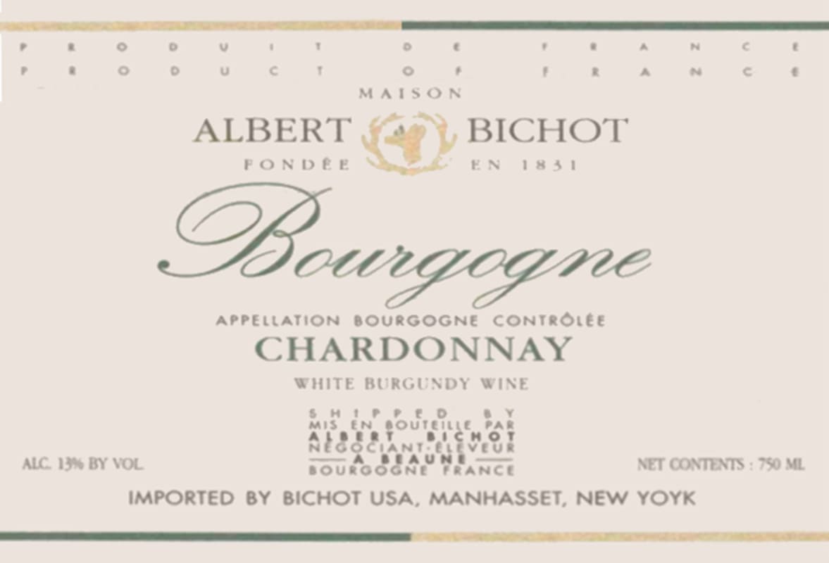 Albert Bichot Bourgogne Chardonnay 2012 Front Label