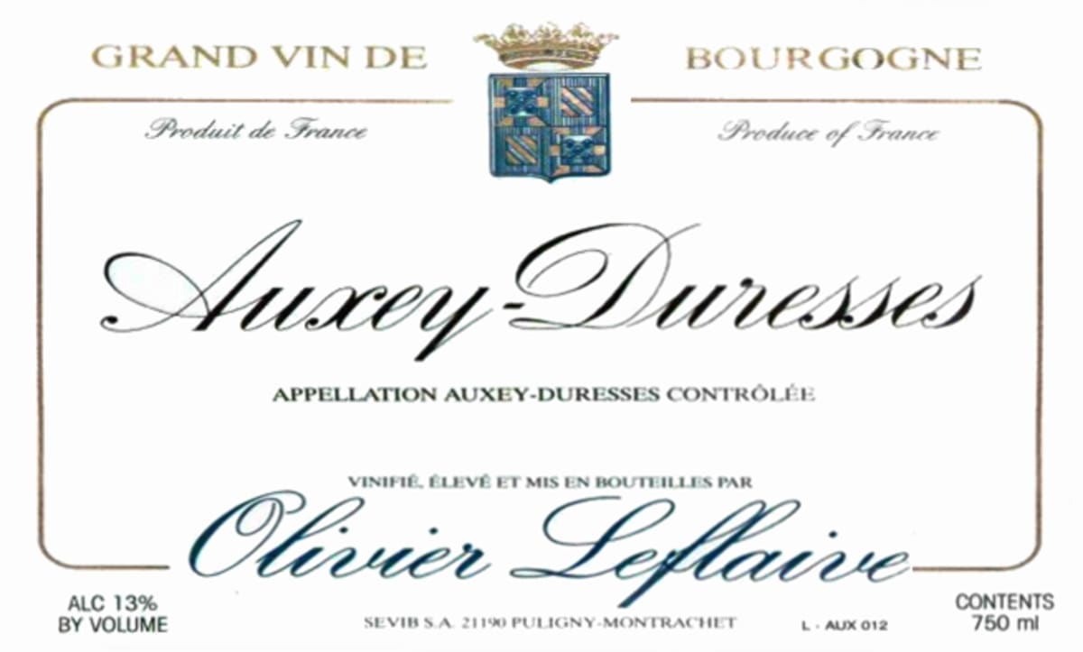 Olivier Leflaive Auxey-Duresses 2013 Front Label