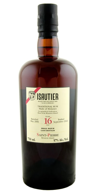 Isautier 16 Year Reunion Island Molasses Rum 2006 Front Bottle Shot