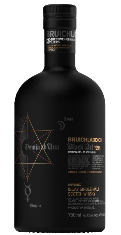 Bruichladdich Black Art Limited Edition 8.1 Single Malt Scotch Whisky Front Bottle Shot