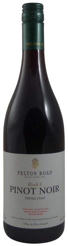 Felton Road Block 5 Pinot Noir 2018 Front Bottle Shot