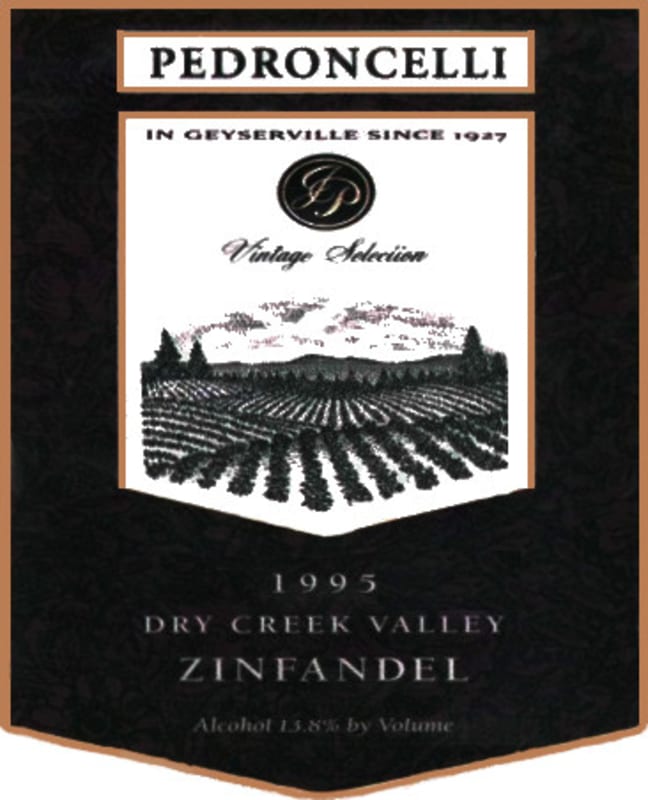 Pedroncelli Dry Creek Valley Zinfandel 1995 Front Label