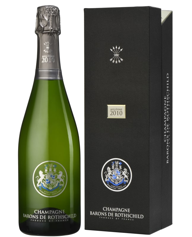 Champagne Barons de Rothschild Millesime with Gift Box 2010 Front Bottle Shot