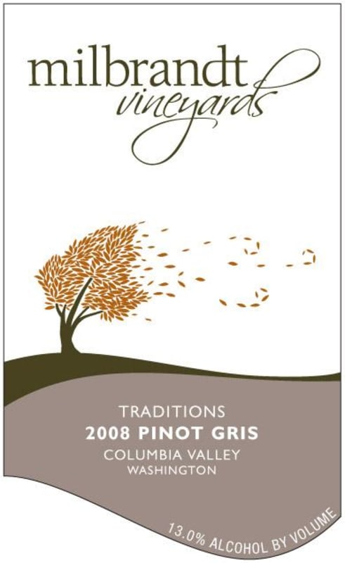 Milbrandt Traditions Pinot Gris 2008 Front Label
