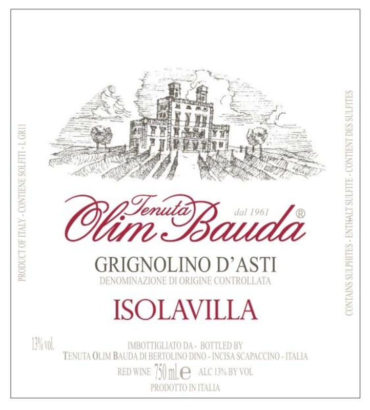 Tenuta Olim Bauda Grignolino d'Asti Isolavilla 2016 Front Label
