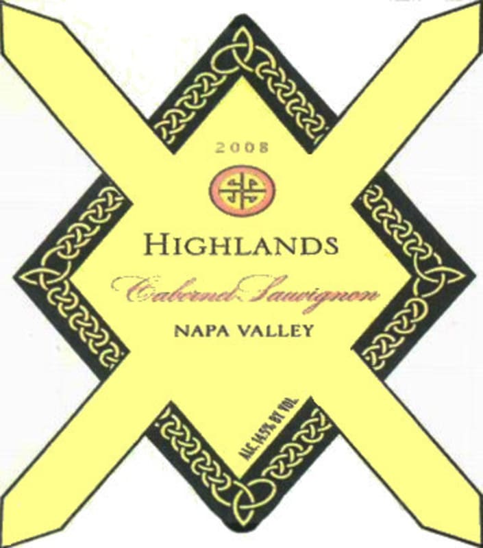 Highlands Winery Cabernet Sauvignon 2008 Front Label