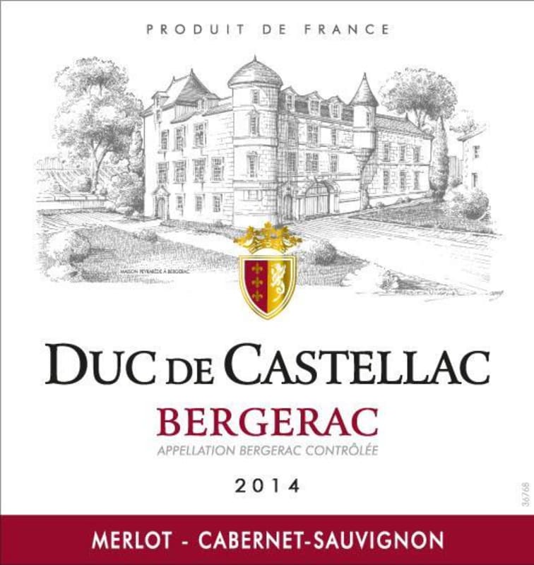 Duc de Castellac Bergerac Merlot Cabernet Sauvignon 2014 Front Label