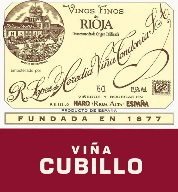 R. Lopez de Heredia Vina Cubillo Crianza 2002 Front Label