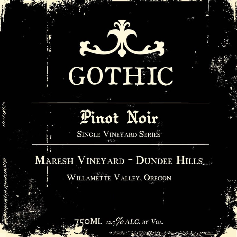 Gothic Wine Gothic Maresh Vineyard Pinot Noir 2012 Front Label