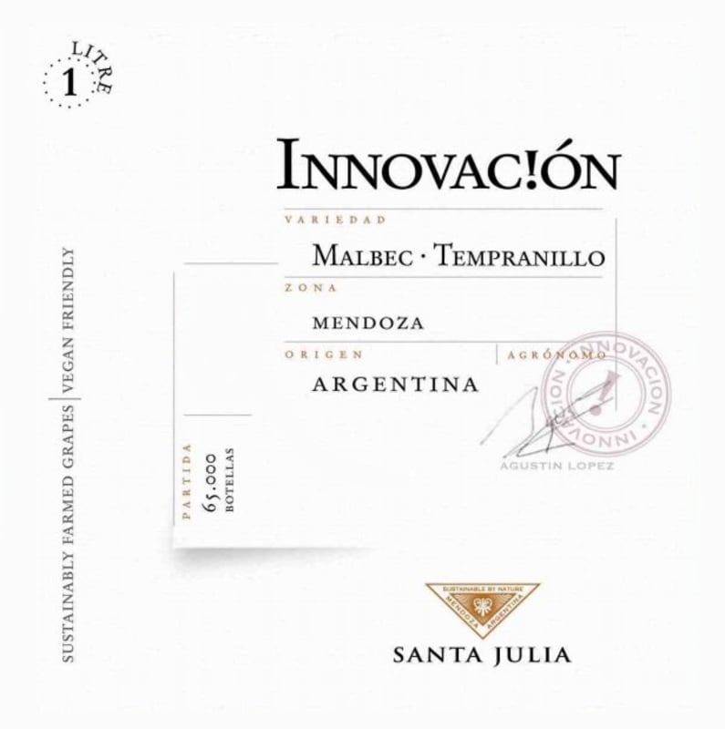 Santa Julia Innovacion Malbec Tempranillo 2015 Front Label