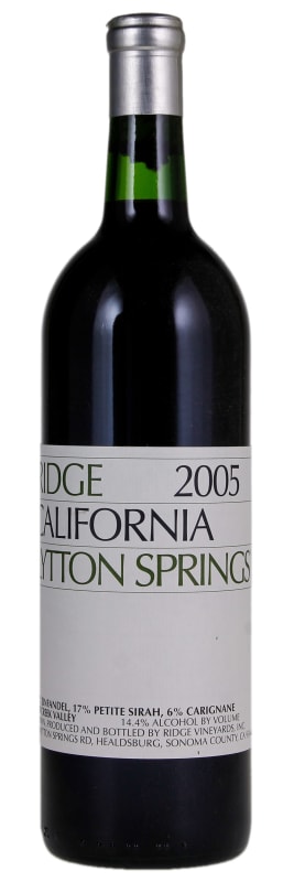 Ridge Lytton Springs Zinfandel 2005 Front Bottle Shot