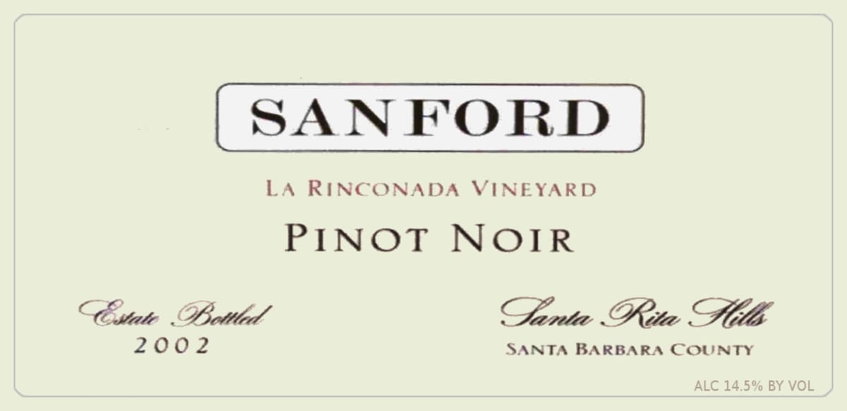Sanford La Rinconada Pinot Noir 2002 Front Label
