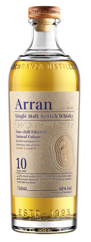 Arran 10 Year Single Malt Scotch Whisky Front Bottle Shot