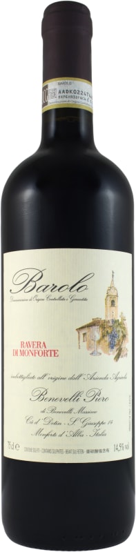 Piero Benevelli Barolo Ravera di Monforte 2016 Front Bottle Shot