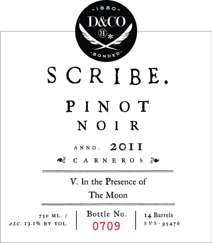 Scribe Carneros Pinot Noir 2011 Front Label