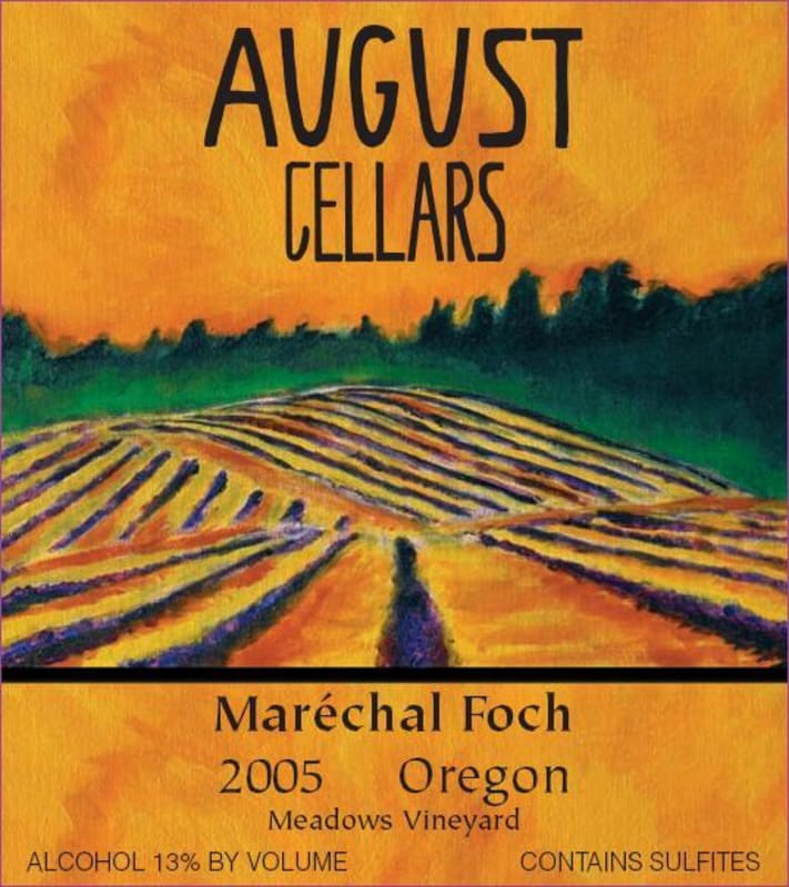 August Cellars Marechal Foch 2005 Front Label