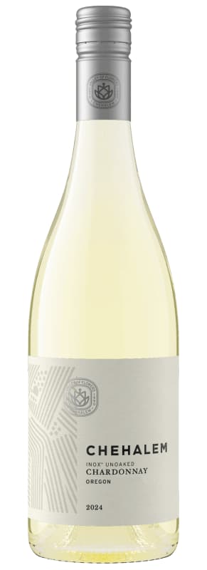 Chehalem INOX Unoaked Chardonnay 2024 Front Bottle Shot