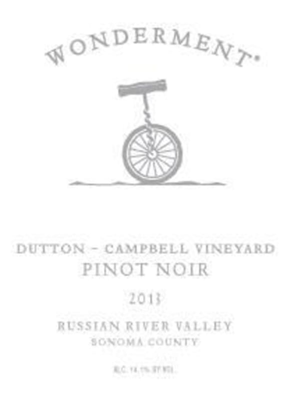 Wonderment Wines Dutton-Campbell Vineyard Pinot Noir 2013 Front Label