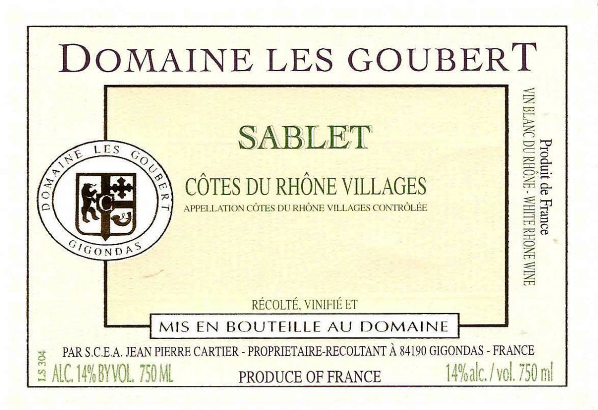 Domaine Les Goubert Cotes du Rhone Villages Sablet Blanc 2011 Front Label