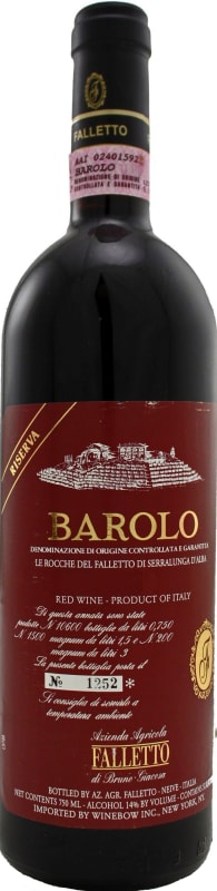 Bruno Giacosa Barolo Falletto di Serralunga d'Alba Riserva (red label) 1996 Front Bottle Shot