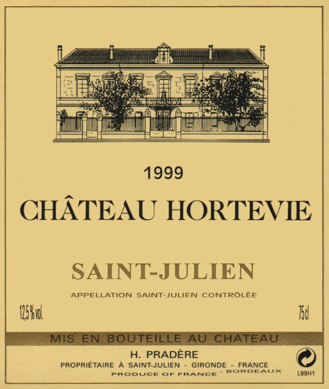 Chateau Hortevie Saint Julien 1999 Front Label