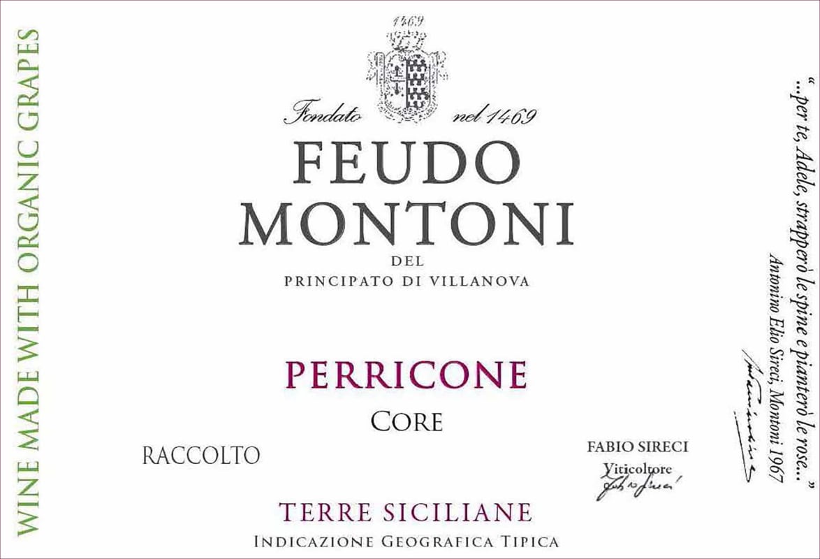 Feudo Montoni Perricone Core 2022 Front Label
