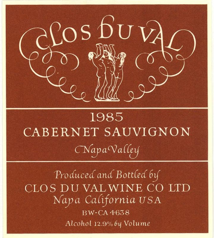 Clos du Val Napa Valley Cabernet Sauvignon 1985 Front Label