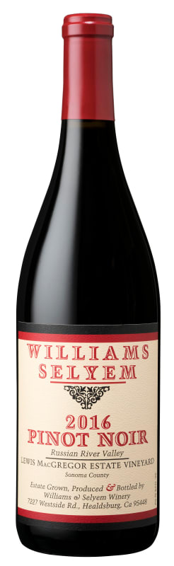 Williams Selyem Lewis MacGregor Estate Vineyard Pinot Noir 2016 Front Bottle Shot
