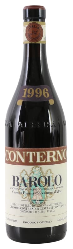 Giacomo Conterno Cascina Francia Barolo 1996 Front Bottle Shot