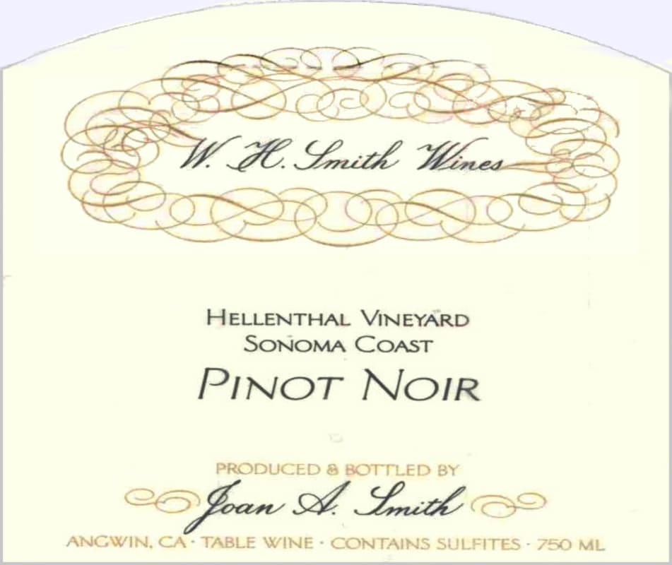 W.H. Smith Hellenthal Vineyard Pinot Noir 1999 Front Label