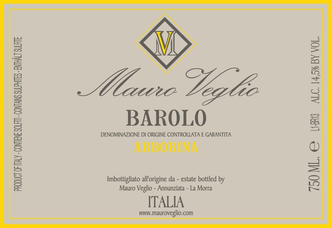 Mauro Veglio Barolo Arborina 2013 Front Label