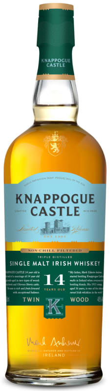 Knappogue 14 Year Single Malt Irish Whiskey Front Bottle Shot