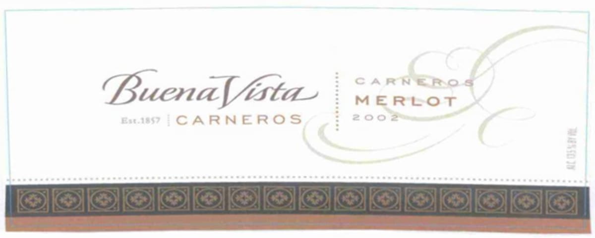 Buena Vista Carneros Merlot 2002 Front Label