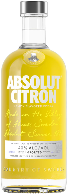 Absolut Citron Vodka Front Bottle Shot