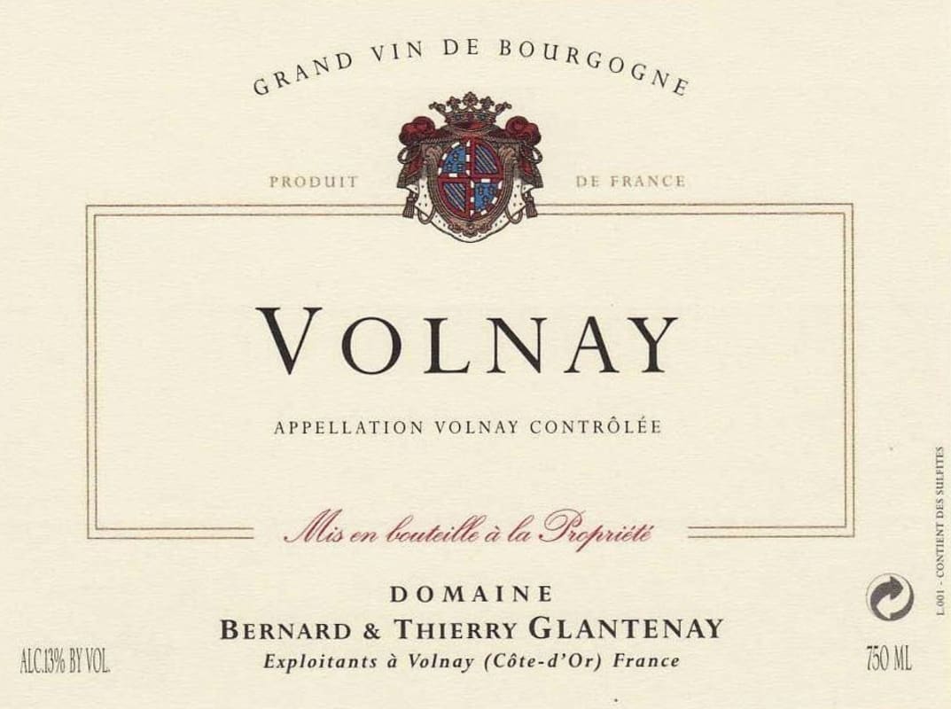 Domaine Bernard & Thierry Glantenay Volnay 2016 Front Label