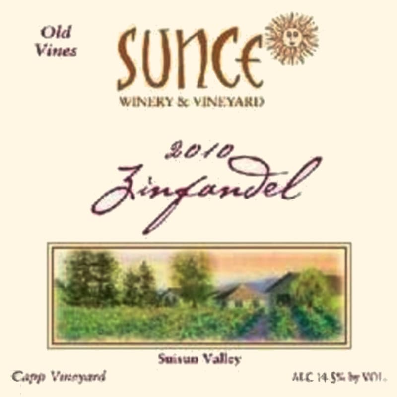 Sunce Winery Capp Vineyard Old Vines Zinfandel 2010 Front Label